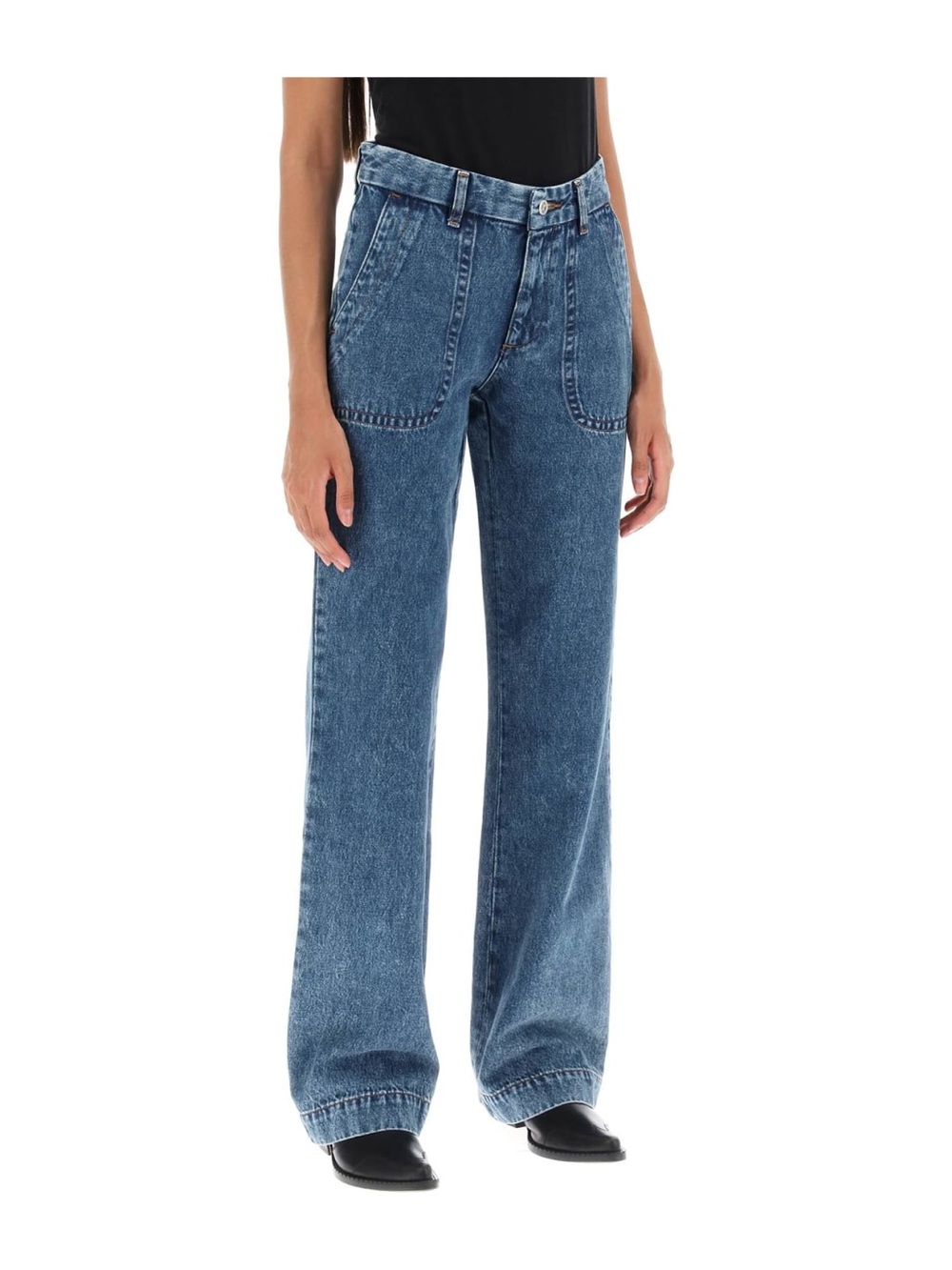A.P.C. Seaside Wide-Leg Denim Jeans in Medium Blue